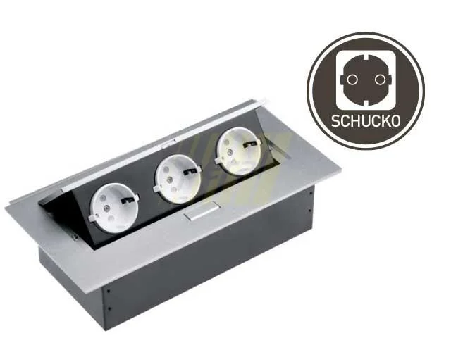 Удлинитель прямоугольный врезной 3 розетки GTV Schucko