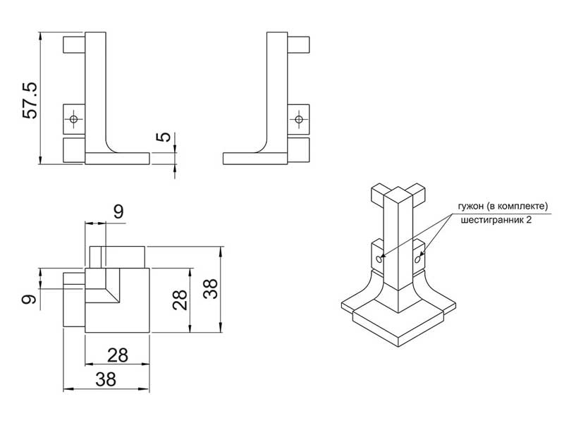 Уголок пластиковый наружный 90° для профиля L GOLA