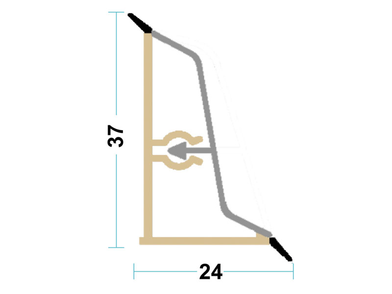 Плинтус кухонный алюминиевый Z-форма, L-4000 мм