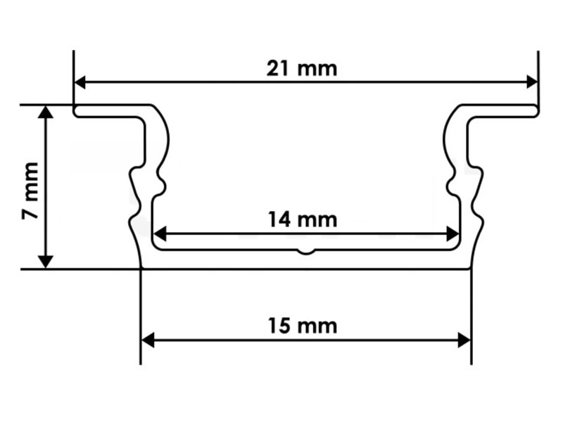 Профиль LED врезной чёрный 2 м
