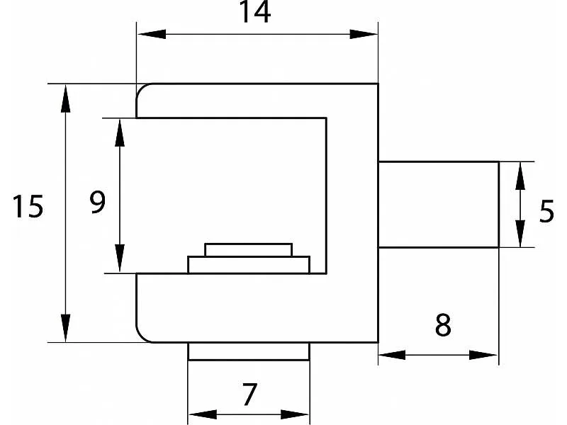Полкотримач для скла малий, хромований, з гвинтом — ДС