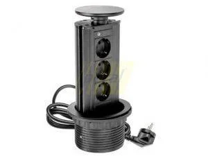 Подовжувач висувний 3 розетки GTV Schucko чорний