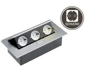 Удлинитель прямоугольный врезной 3 розетки GTV Schucko