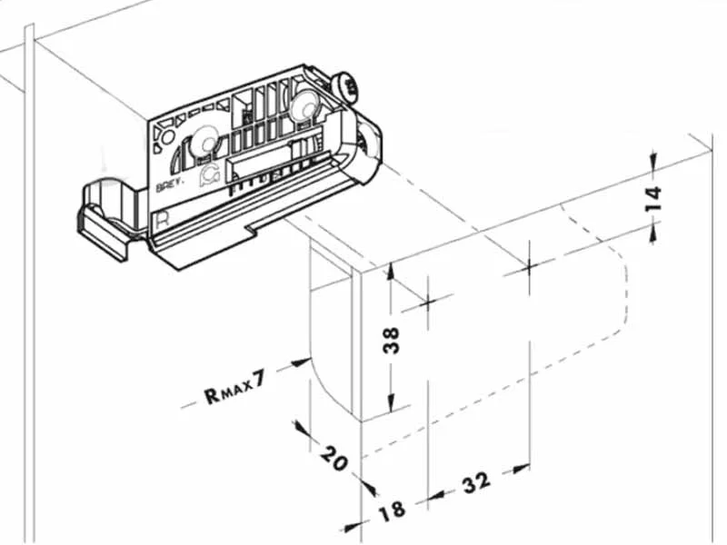 Подвес ушко для шкафов левый Camar Hafele 290.05.961