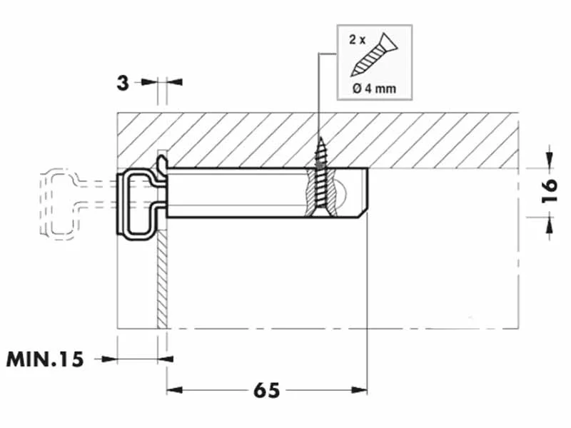 Подвес ушко для шкафов левый Camar Hafele 290.05.961
