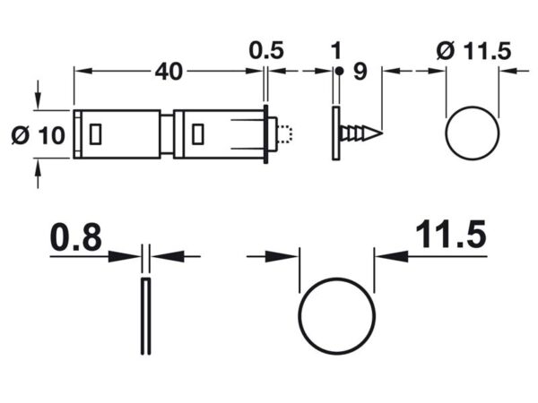 Механізм Tip-on HAFELE беж 40мм Ø10мм + магніт 356.06.460
