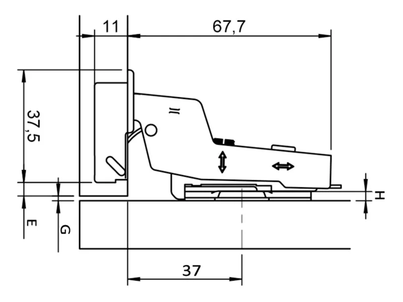 Петля внутрішня зворотної дії 110° HAFELE 311.60.910