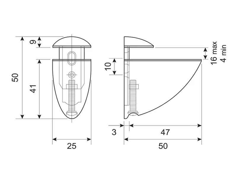 Кріплення для полиць Пелікан 57х52