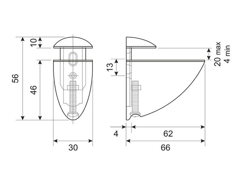 Кріплення для полиць Пелікан 66х66