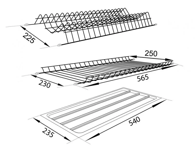 Сушка для посуду в секцію 600 мм, термопластична, чорна - ДС