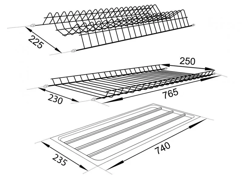 Сушка для посуду в секцію 800 мм, термопластична
