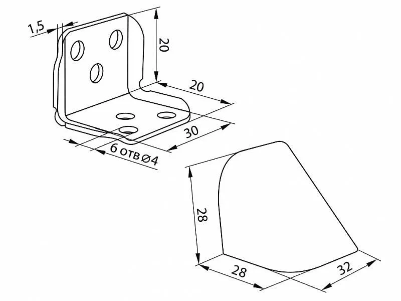 Кутник подвійний металевий з накладкою